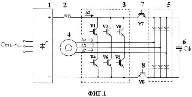 Частотно-токовый электропривод и способ коммутации вентилей в его схеме (патент 2548679)