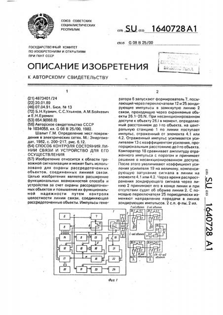 Способ контроля состояния линии связи и устройство для его осуществления (патент 1640728)
