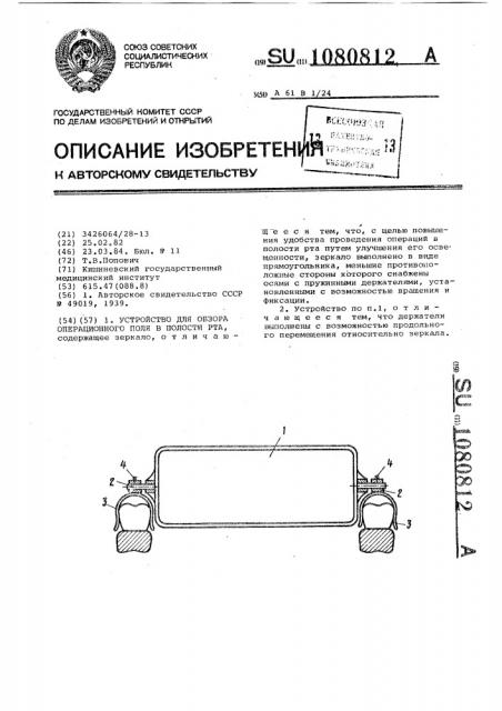 Устройство для обзора операционного поля в полости рта (патент 1080812)