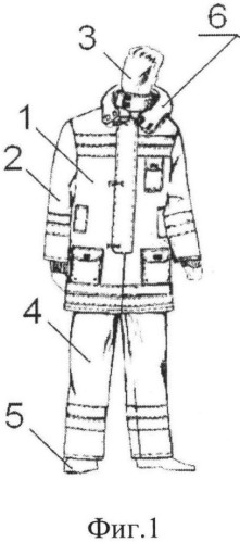 Костюм боевой одежды спасателей, действующих в условиях биогенной обстановки (патент 2503914)