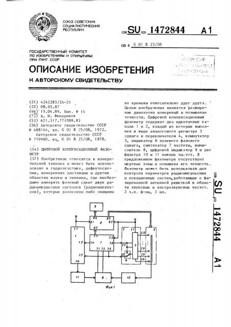 Цифровой компенсационный фазометр (патент 1472844)