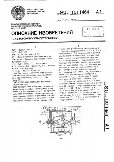 Стенд для испытания погружных гидроприводов (патент 1511464)