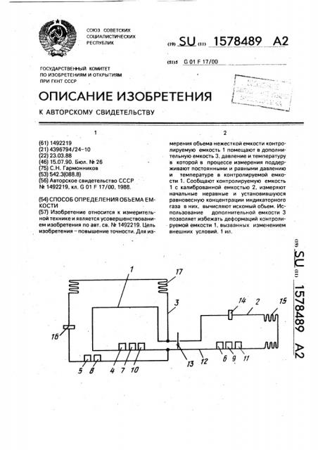 Способ определения объема емкости (патент 1578489)