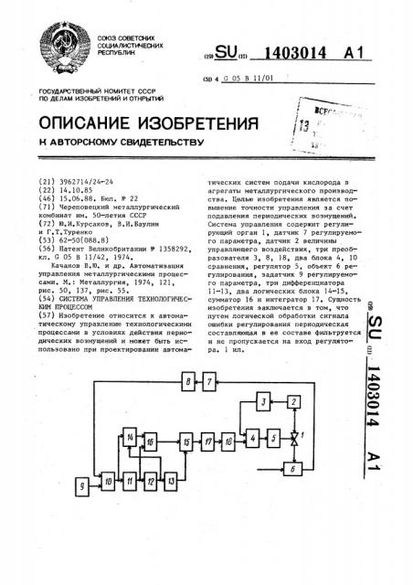 Система управления технологическим процессом (патент 1403014)