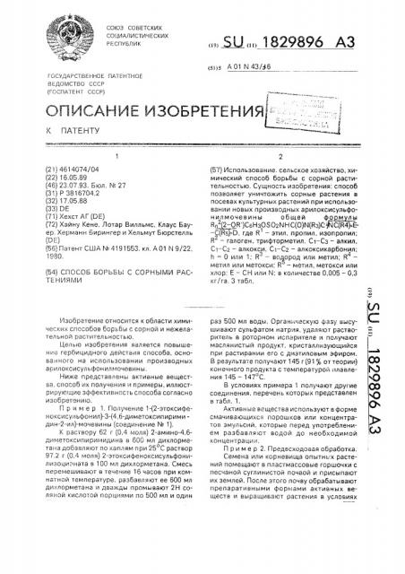 Способ борьбы с сорными растениями (патент 1829896)