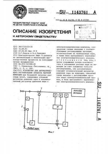 Устройство для автоматического регулирования процесса паровой инжекции (патент 1143761)