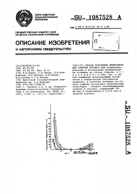 Способ получения флокулянта для очистки сточных вод (патент 1087528)