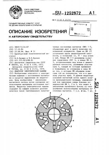 Индуктор электрической машины (патент 1252872)