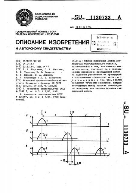 Способ измерения длины движущегося ферромагнитного объекта (патент 1130733)