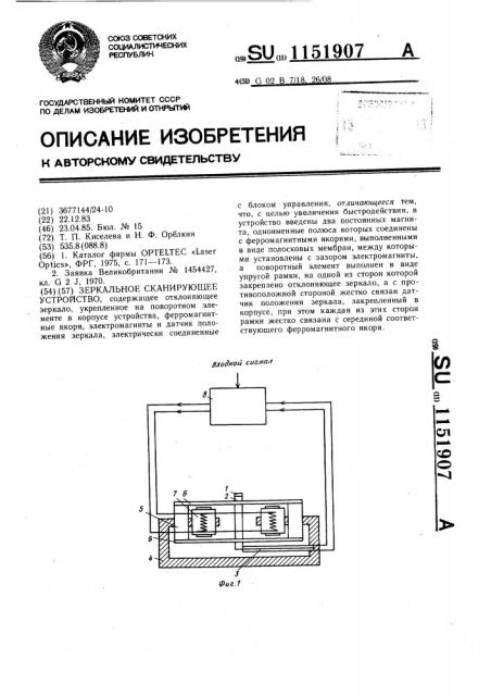 Зеркальное скинирующее устройство (патент 1151907)