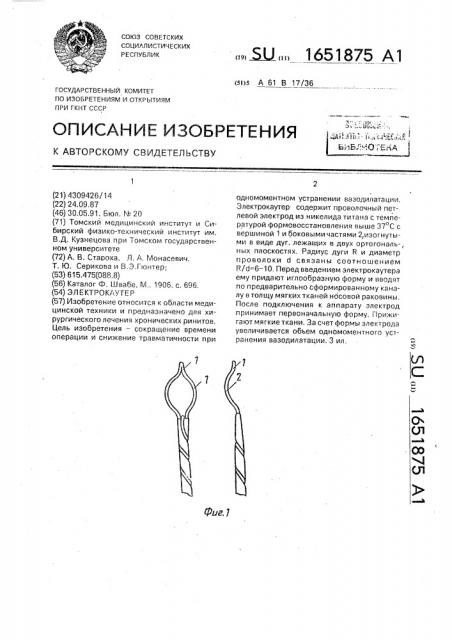 Электрокаутер (патент 1651875)