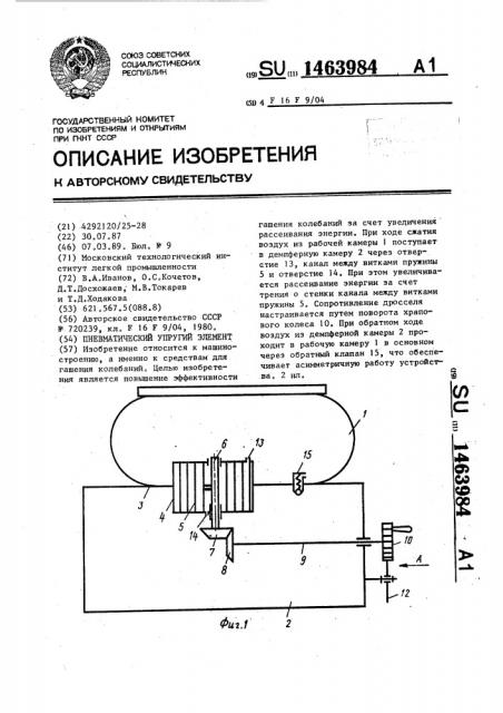 Пневматический упругий элемент (патент 1463984)