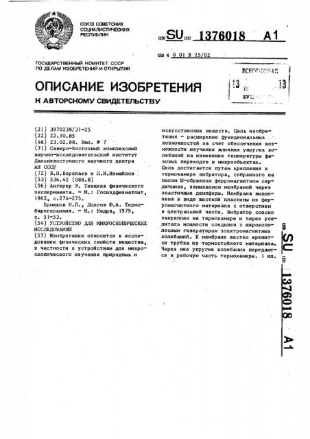 Устройство для микроскопических исследований (патент 1376018)
