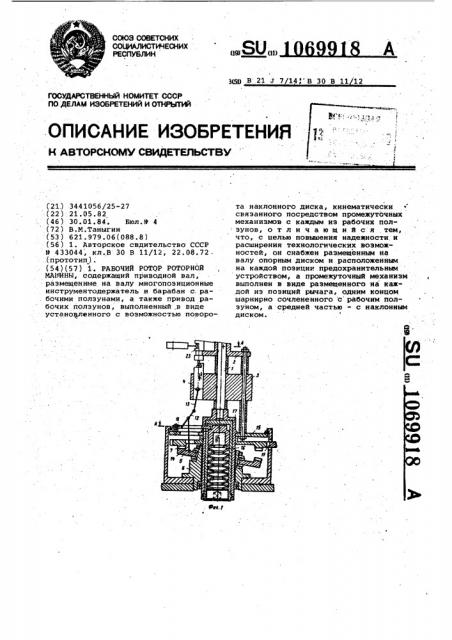 Рабочий ротор роторной машины (патент 1069918)