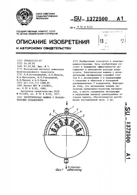 Электрическая машина с испарительным охлаждением (патент 1372500)