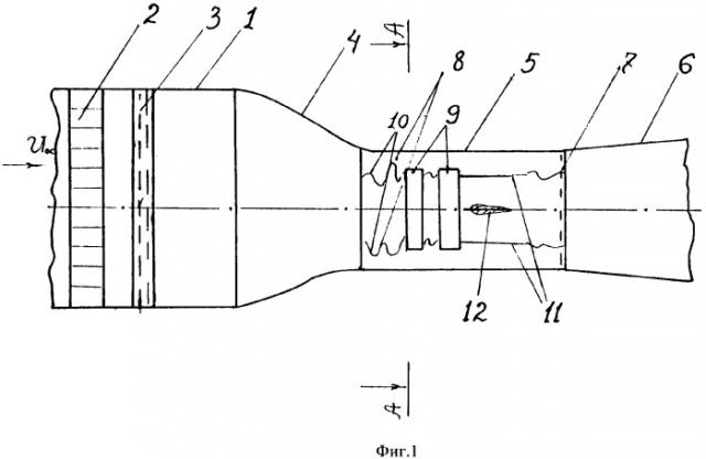 Низкоскоростная аэродинамическая труба с пониженным уровнем пульсационных характеристик потока в рабочей части (патент 2371615)