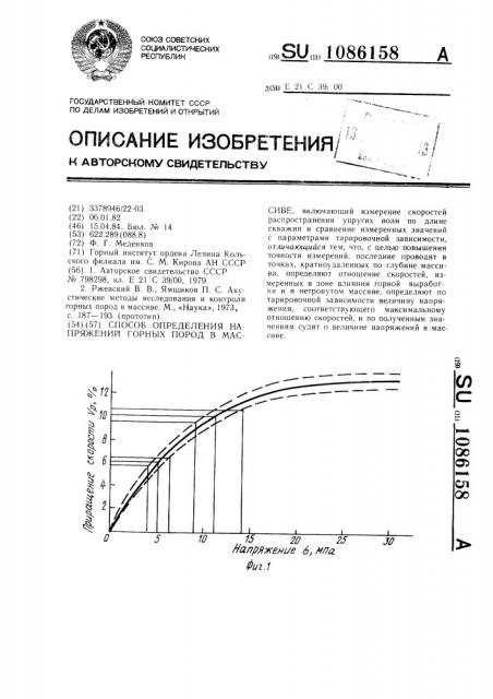 Способ определения напряжений горных пород в массиве (патент 1086158)