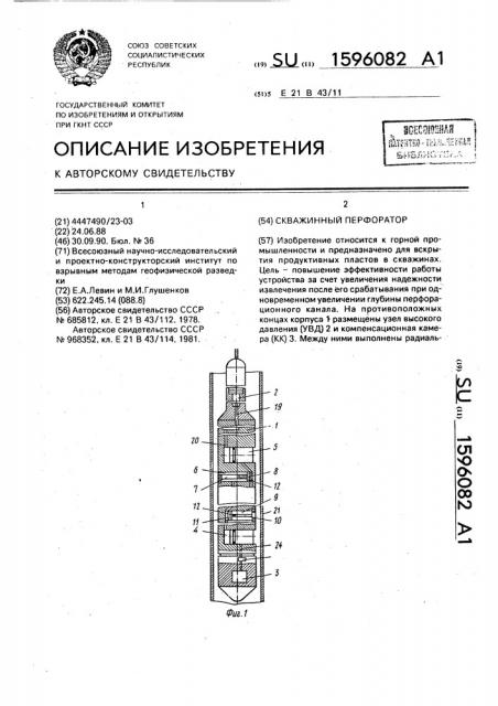 Скважинный перфоратор (патент 1596082)