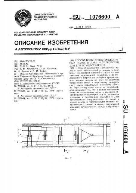 Способ возведения закладочных полос в лаве и устройство для его осуществления (патент 1076600)