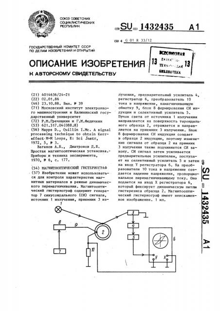 Магнитооптический гистериограф (патент 1432435)