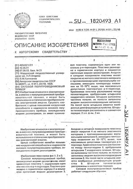 Силовой полупроводниковый прибор (патент 1820493)