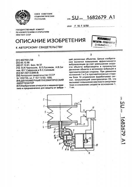 Двухкамерный пневматический амортизатор (патент 1682679)