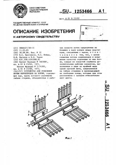 Устройство для отделения ботвы корнеплодов на корню (патент 1253466)