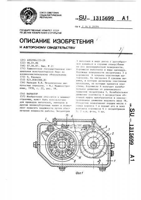 Вариатор (патент 1315699)