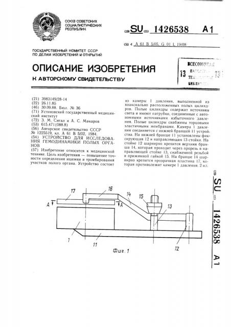 Устройство для исследования гемодинамики полых органов (патент 1426538)