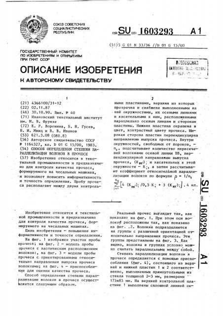 Способ определения степени параллелизации волокон в прочесе (патент 1603293)