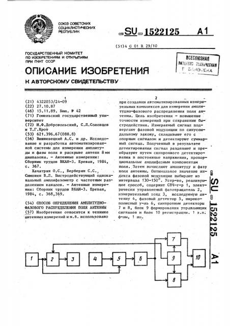 Способ определения амплитудно-фазового распределения поля антенны (патент 1522125)