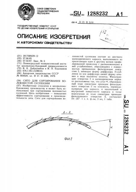 Сито для сортирования волокнистой суспензии (патент 1288232)