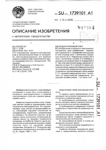 Подшипниковый узел (патент 1739101)