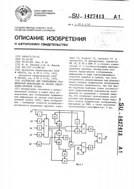 Устройство для отображения графической информации на экране электронно-лучевой трубки (патент 1427413)