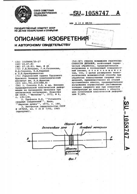 Способ повышения работоспособности деталей (патент 1058747)