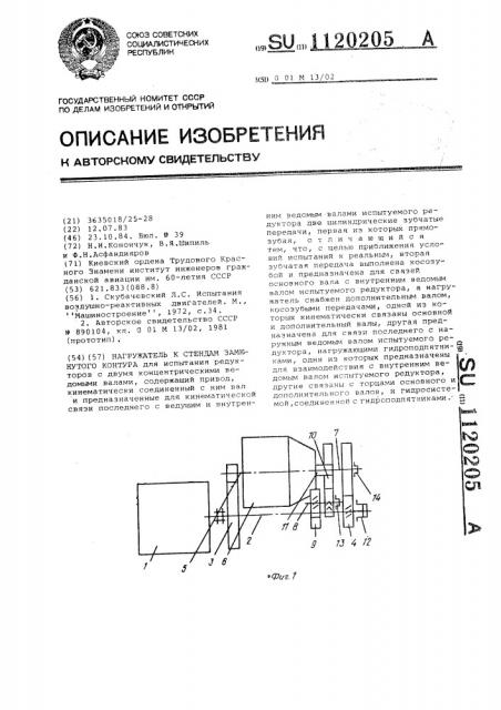 Нагружатель к стендам замкнутого контура (патент 1120205)