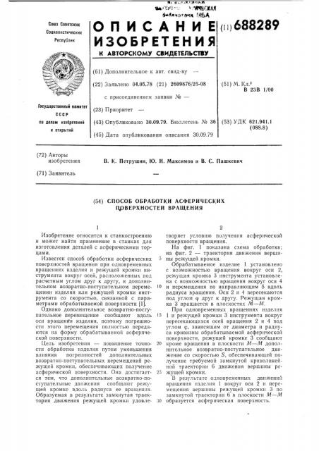 Способ обработки асферических поверхностей вращения (патент 688289)