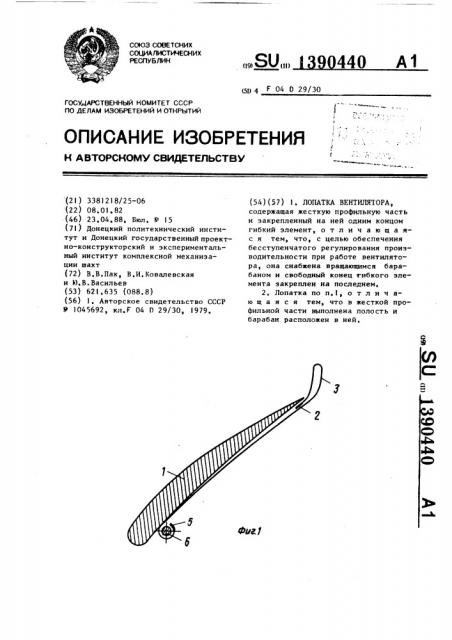 Лопатка вентилятора (патент 1390440)