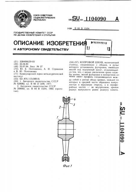 Копровой шкив (патент 1104090)