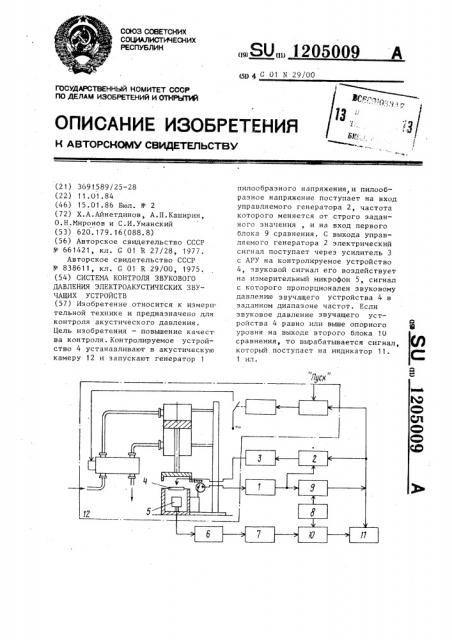 Система контроля звукового давления электроакустических звучащих устройств (патент 1205009)