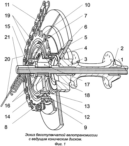 Бесступенчатая велотрансмиссия (патент 2492097)