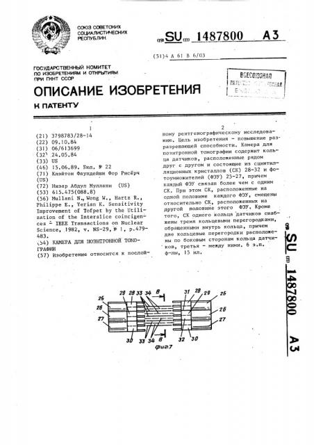 Камера для позитронной томографии (патент 1487800)