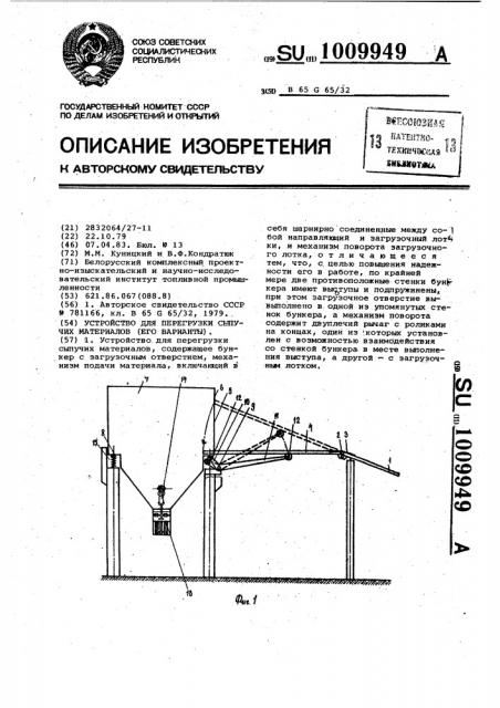 Устройство для перегрузки сыпучих материалов (его варианты) (патент 1009949)