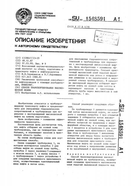 Способ транспортирования высоковязкой нефти (патент 1548591)