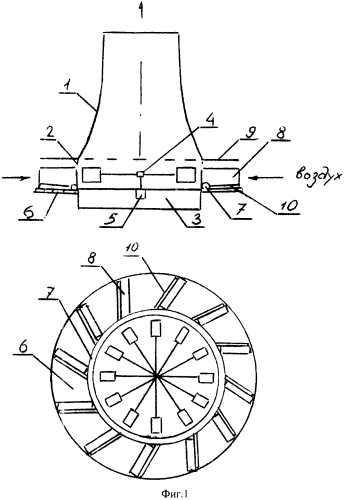 Аэродинамическая градирня с внешним теплообменом (патент 2582031)