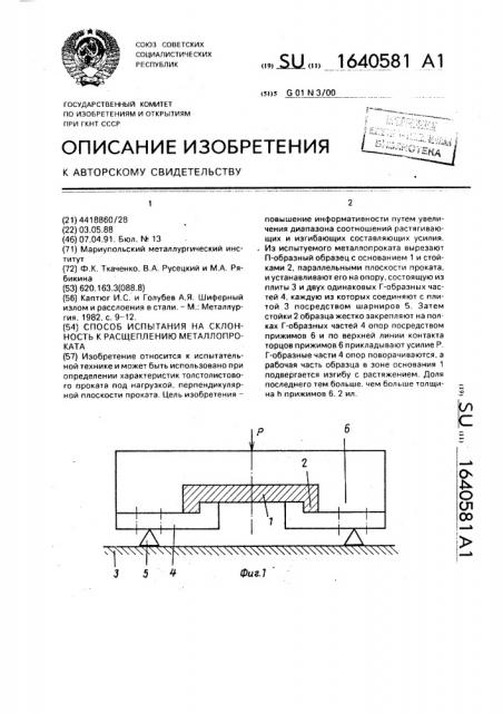 Способ испытания на склонность к расщеплению металлопроката (патент 1640581)