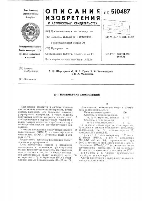 Полимерная композиция (патент 510487)