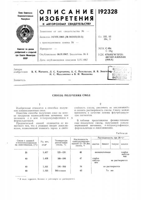 Способ получения слюл (патент 192328)