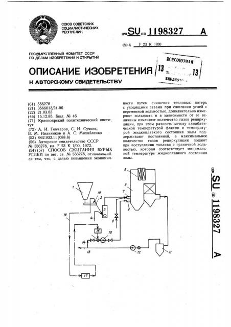 Способ сжигания бурых углей (патент 1198327)