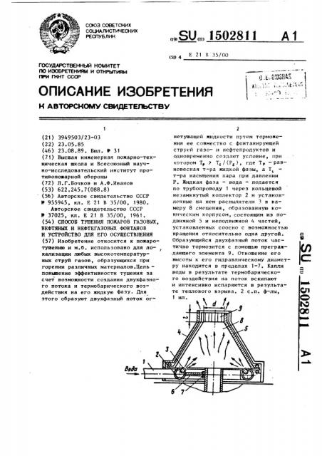 Способ тушения пожаров газовых, нефтяных и нефтегазовых фонтанов и устройство для его осуществления (патент 1502811)